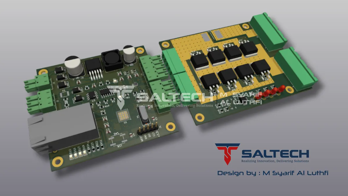 Render 3D board ethernet + driver daya karya SALTECH