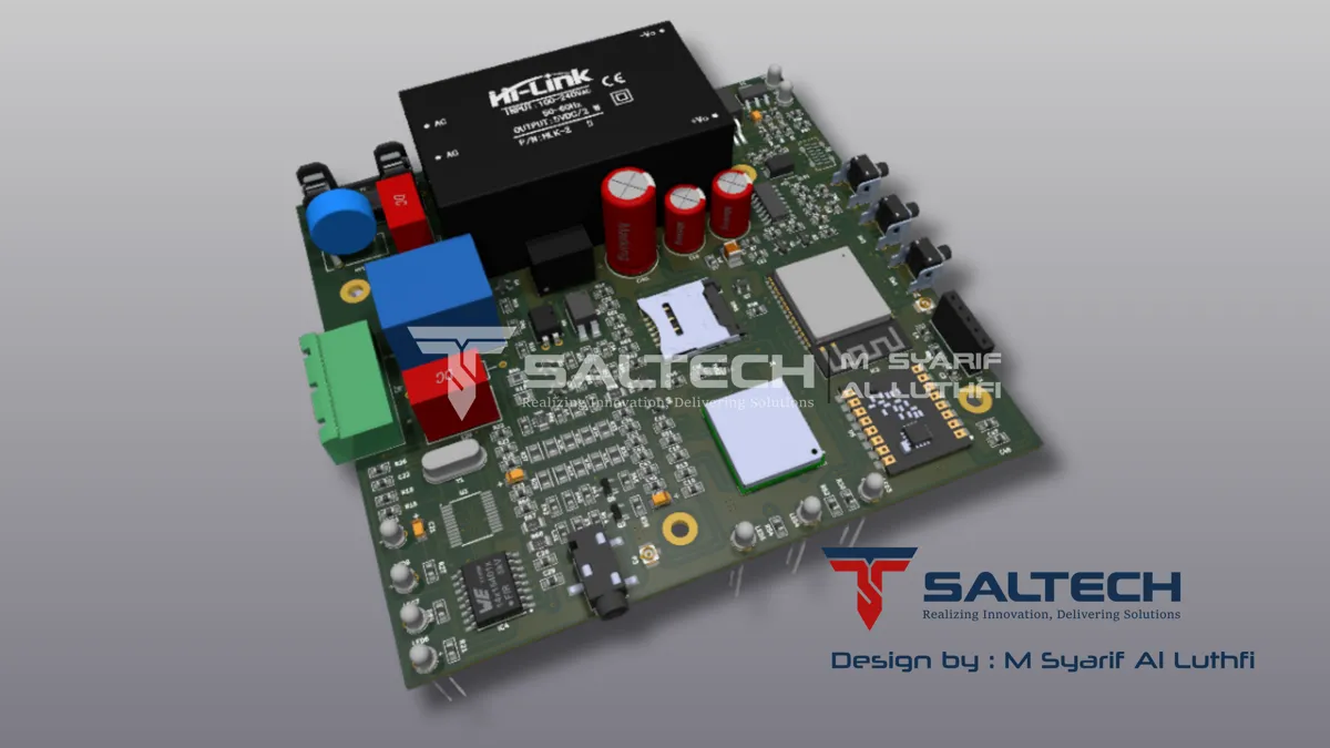 Render 3D board catu daya ac-dc karya SALTECH