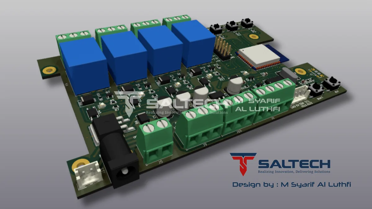 Render 3D board relay 4 kanal dengan WiFi